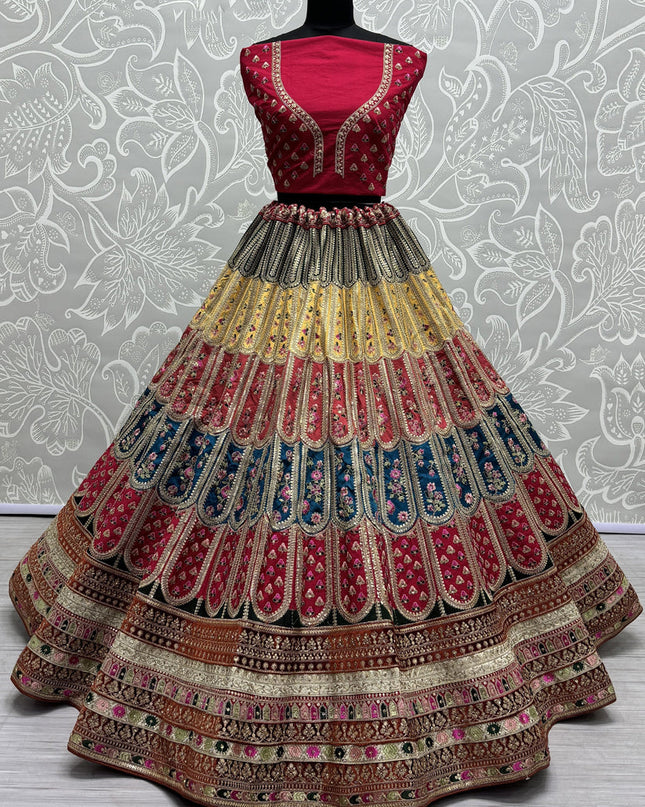 Rani Pink Silk Embroidered Designer Lehenga Choli