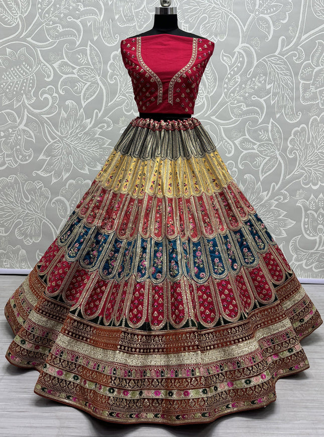 Rani Pink Silk Embroidered Designer Lehenga Choli