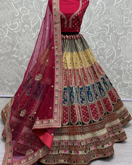 Rani Pink Silk Embroidered Designer Lehenga Choli