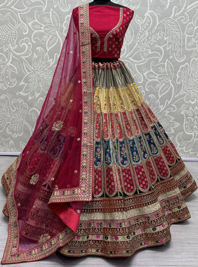 Rani Pink Silk Embroidered Designer Lehenga Choli