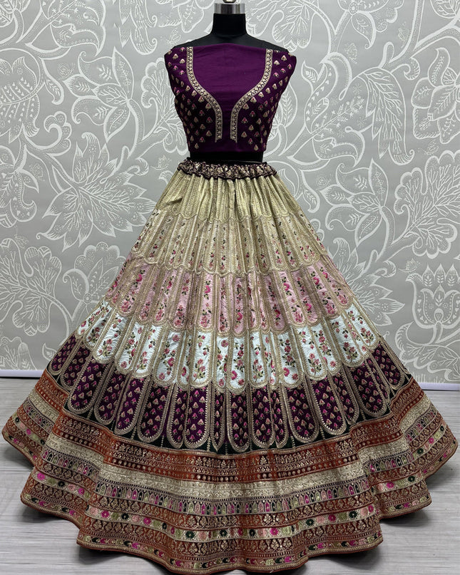 Purple Silk Embroidered Designer Lehenga Choli