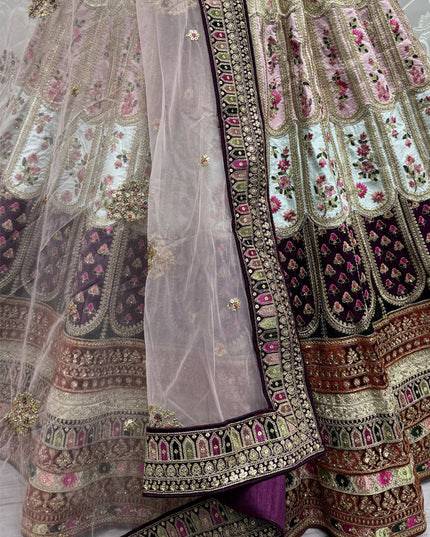 Purple Silk Embroidered Designer Lehenga Choli