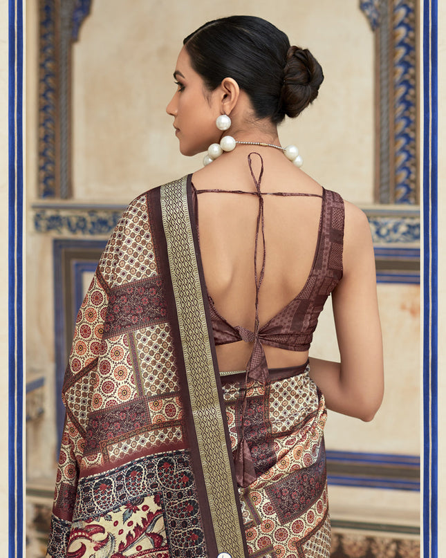 Brown Dola Viscose Partywear Saree