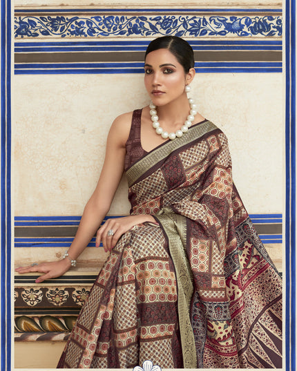 Brown Dola Viscose Partywear Saree