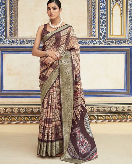 Brown Dola Viscose Partywear Saree