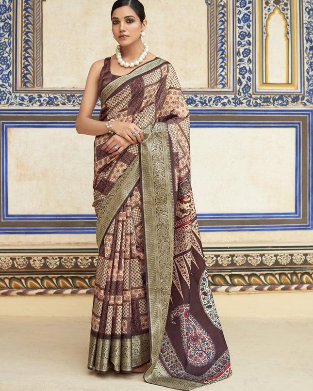 Brown Dola Viscose Partywear Saree