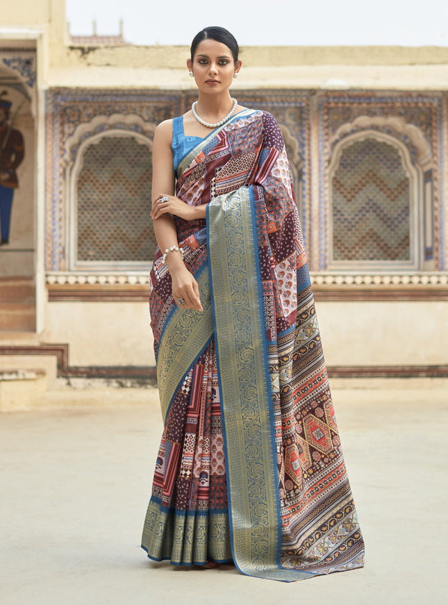 Multicolor Dola Viscose Partywear Saree