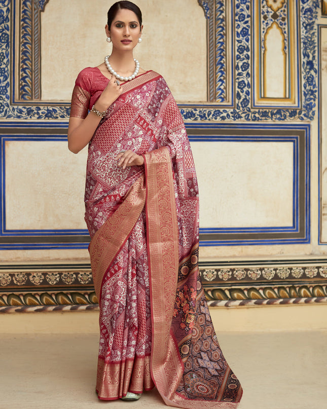 Red Dola Viscose Partywear Saree