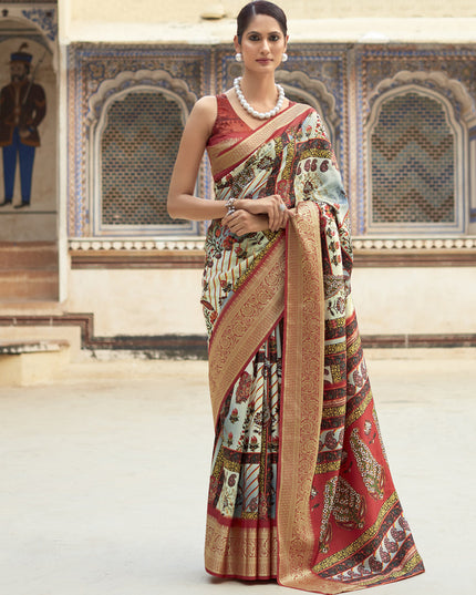 Cream Dola Viscose Partywear Saree