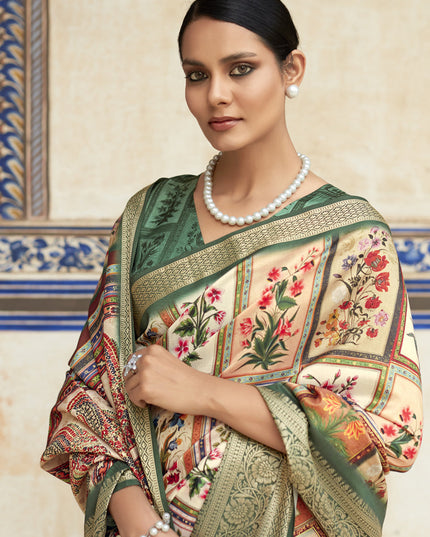 Cream Dola Viscose Partywear Saree