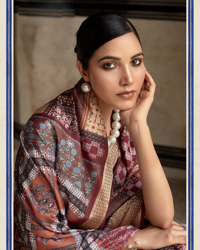 Wine Dola Viscose Partywear Saree