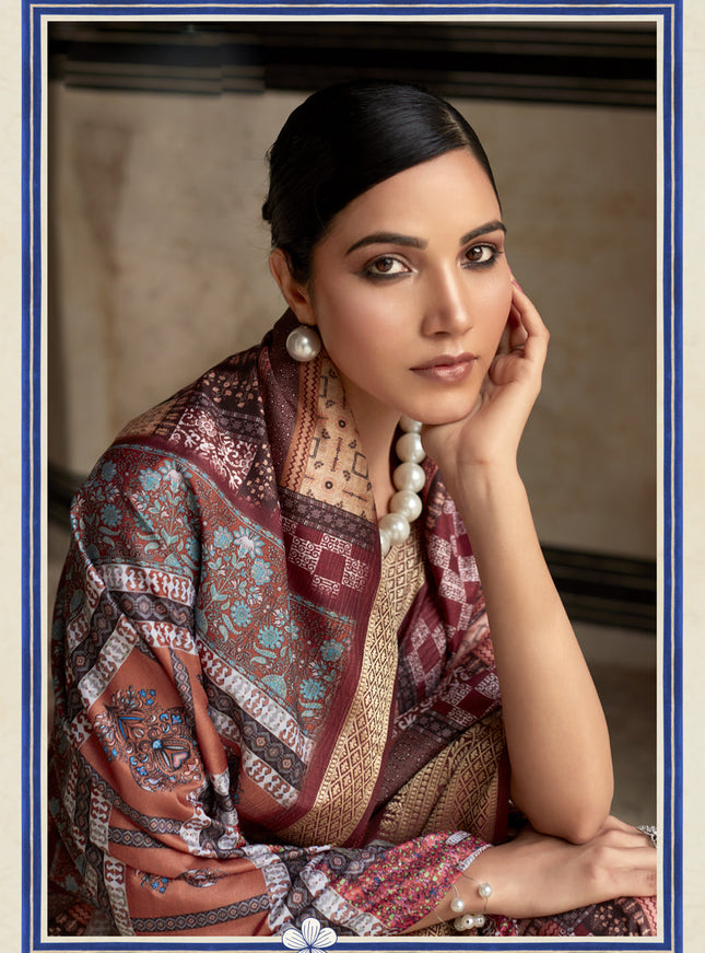 Wine Dola Viscose Partywear Saree