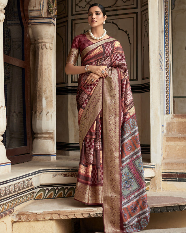 Wine Dola Viscose Partywear Saree