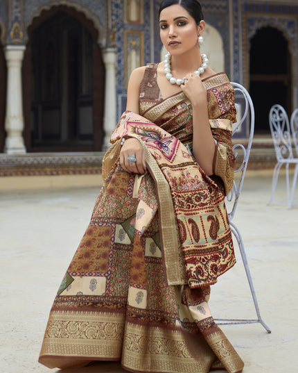 Beige Dola Viscose Partywear Saree