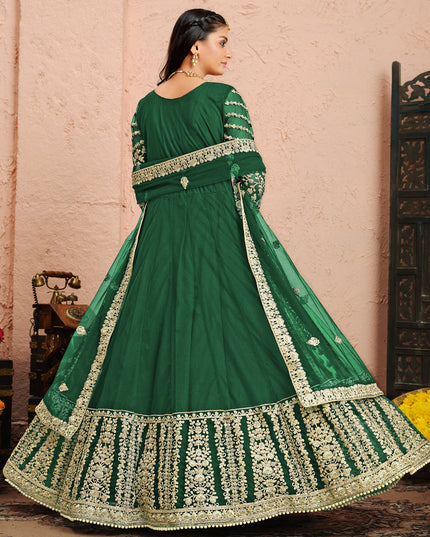 Impeccable Green Net Heavy Embroidered Anarkali Suit