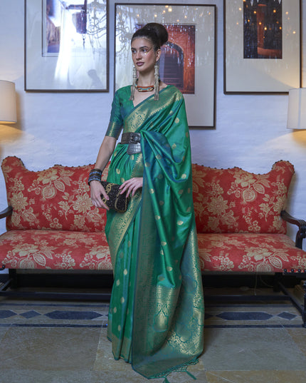 Rama Green Handloom Silk Weaving Saree