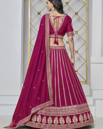 raspberry pink art silk embroidered lehenga choli for wedding