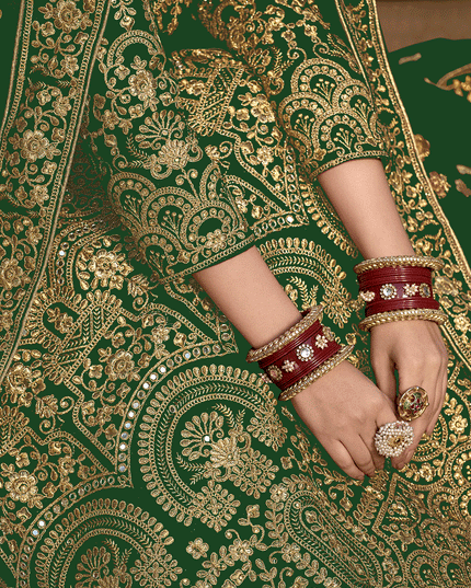 Kelly Green Velvet Heavy Embroidered Anarkali Suit