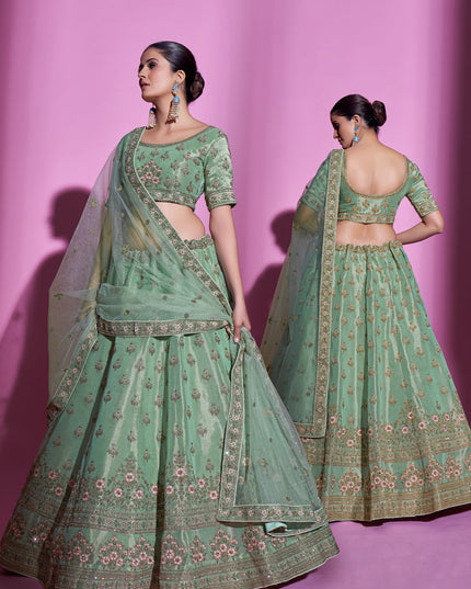 Sea Green Gota Silk Embroidered Designer Lehenga Choli