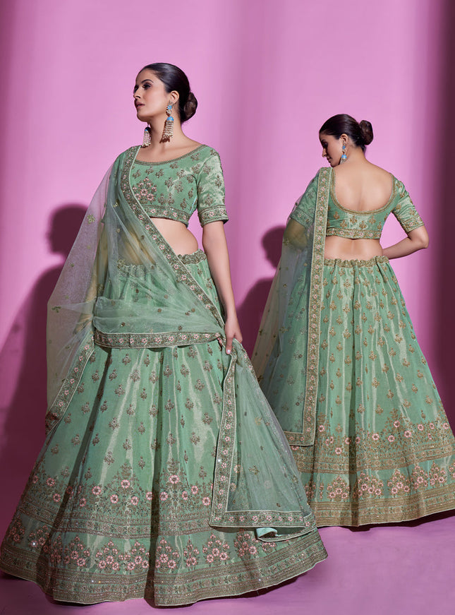 Sea Green Gota Silk Embroidered Designer Lehenga Choli