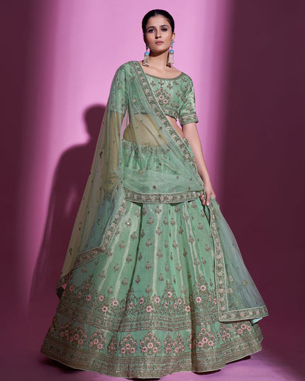 Sea Green Gota Silk Embroidered Designer Lehenga Choli