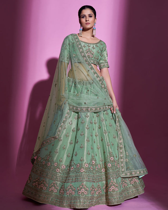 Sea Green Gota Silk Embroidered Designer Lehenga Choli