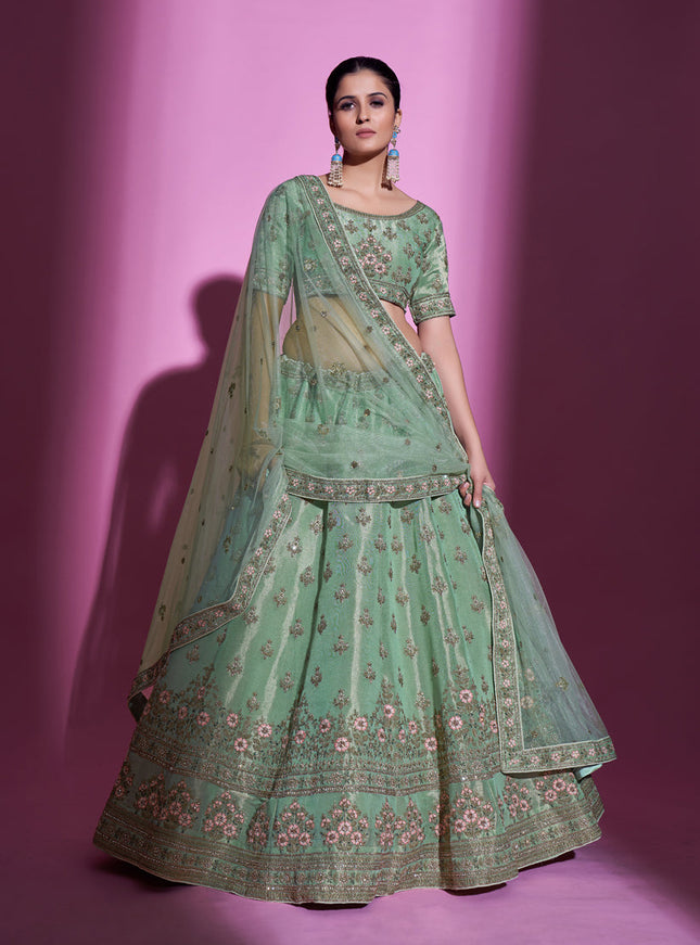 Sea Green Gota Silk Embroidered Designer Lehenga Choli