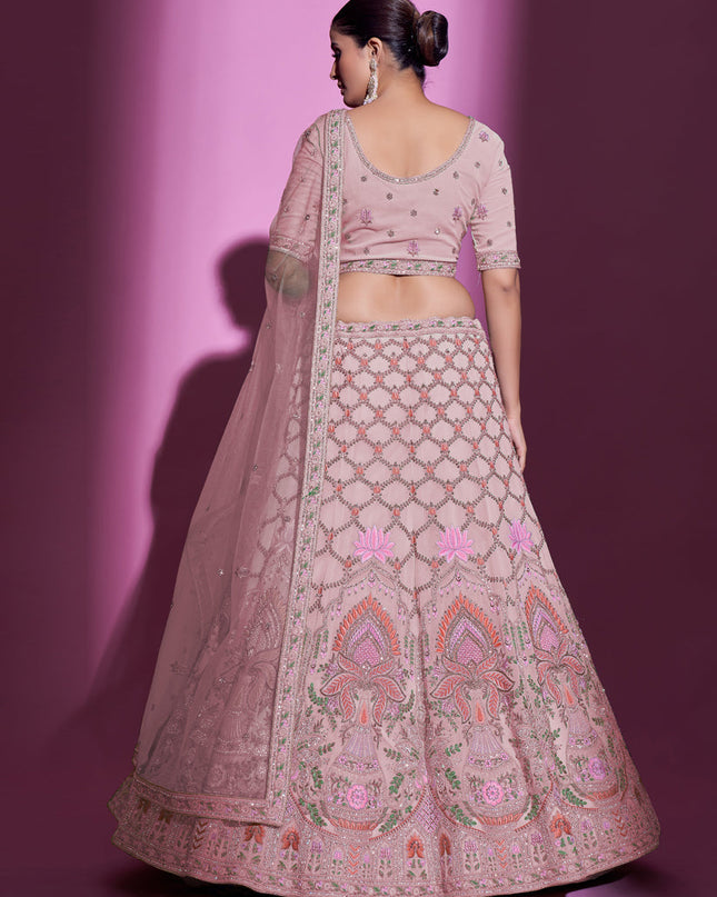 Blush Pink Georgette Embroidered Designer Lehenga Choli