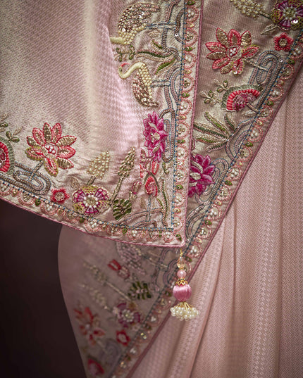 Luxurious Blush Pink Pure Banarasi Kanjivaram Saree for Wedding