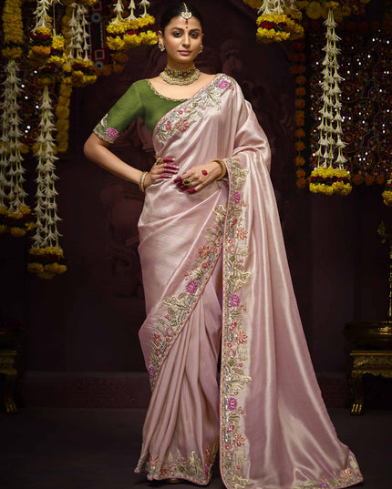 Luxurious Blush Pink Pure Banarasi Kanjivaram Saree for Wedding