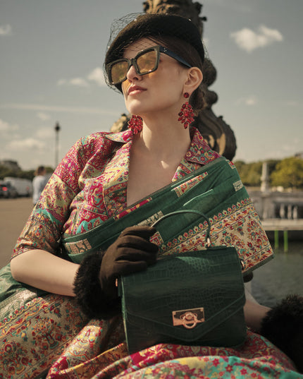 Green Kashmiri Handloom Woven Saree