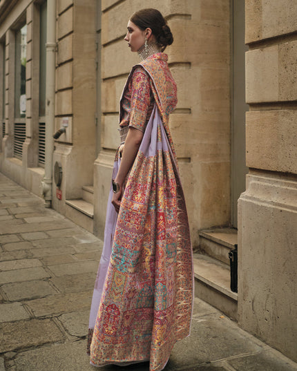 Purple Kashmiri Handloom Woven Saree
