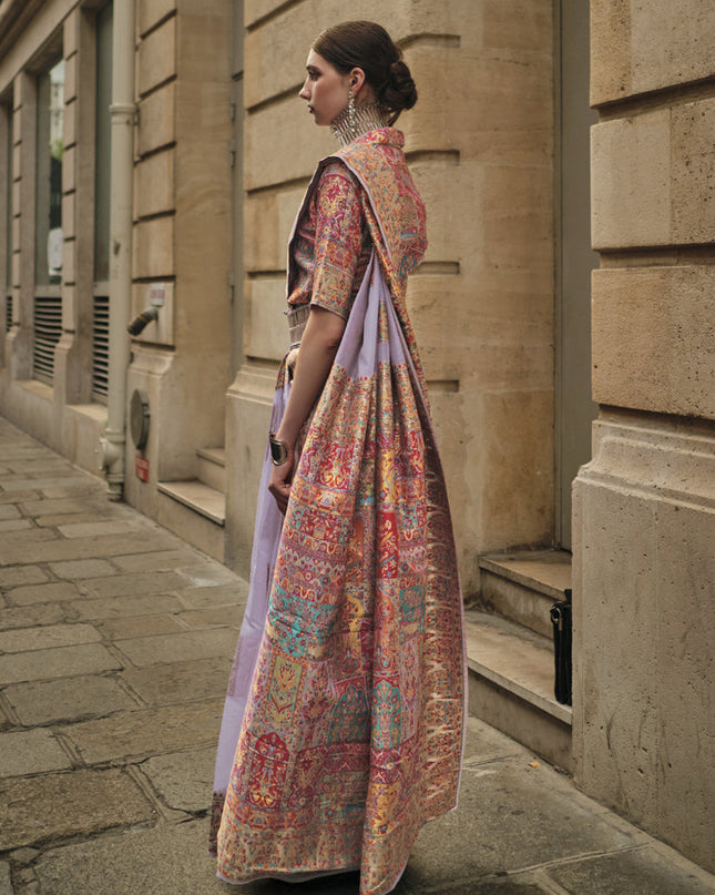 Purple Kashmiri Handloom Woven Saree