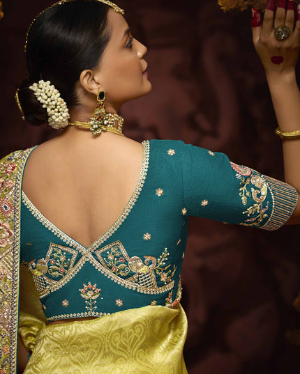 Vibrant Lemon Yellow Pure Banarasi Kanjivaram Saree for Wedding