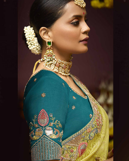 Vibrant Lemon Yellow Pure Banarasi Kanjivaram Saree for Wedding