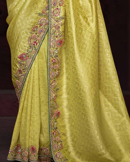 Vibrant Lemon Yellow Pure Banarasi Kanjivaram Saree for Wedding