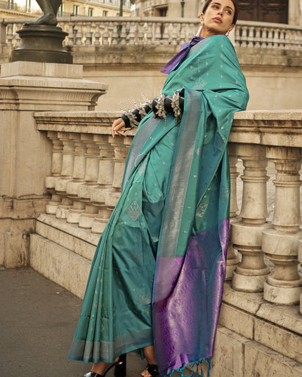 Rama Green Silk Woven Saree