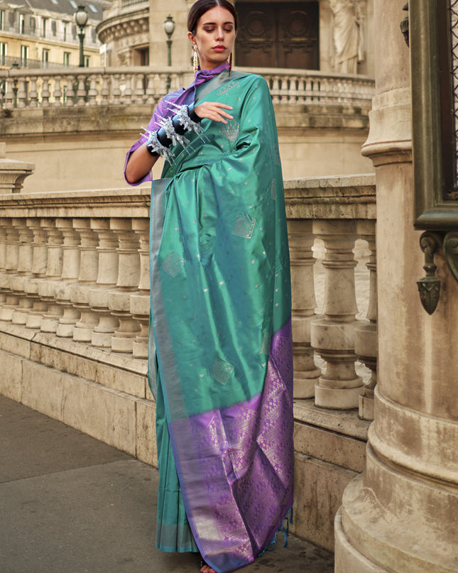 Rama Green Silk Woven Saree