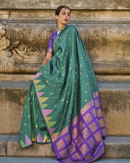 Rama Green Art Silk Handllom Woven Saree