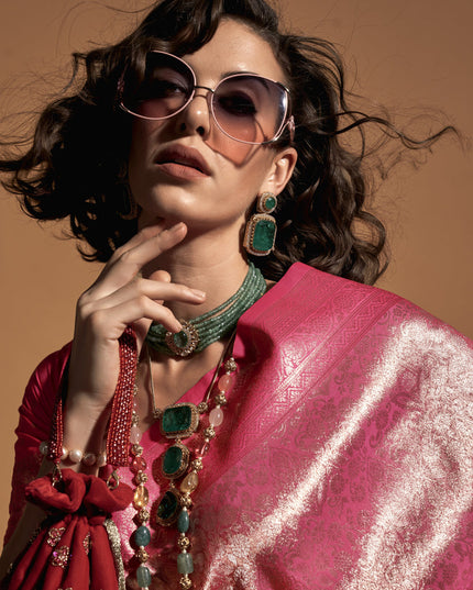 Magenta Kanjivaram Silk Hand Woven Saree