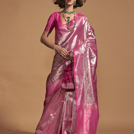 Magenta Kanjivaram Silk Hand Woven Saree