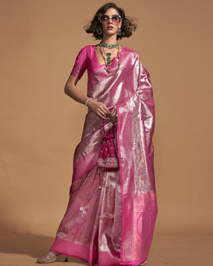 Magenta Kanjivaram Silk Hand Woven Saree