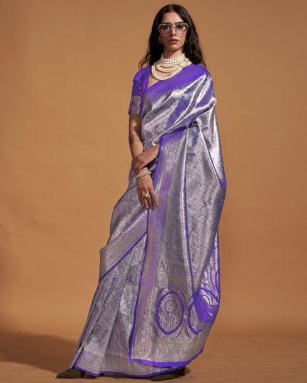 Purple Kanjivaram Silk Hand Woven Saree