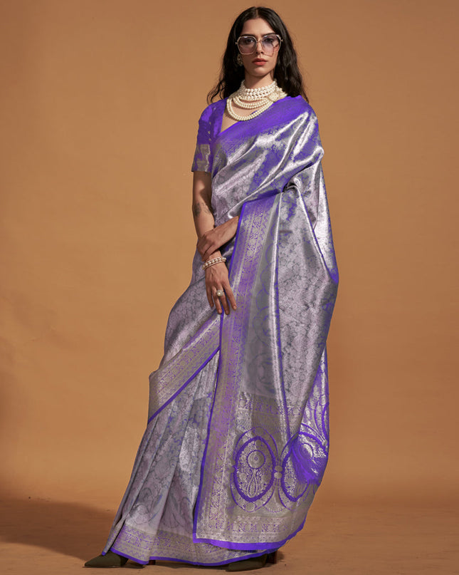 Purple Kanjivaram Silk Hand Woven Saree