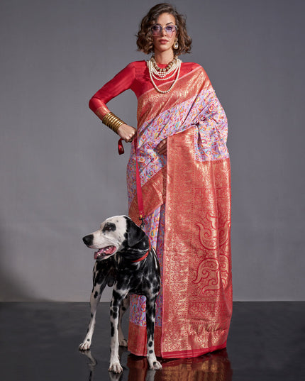 Lavender Handwoven Kashmiri Silk Saree