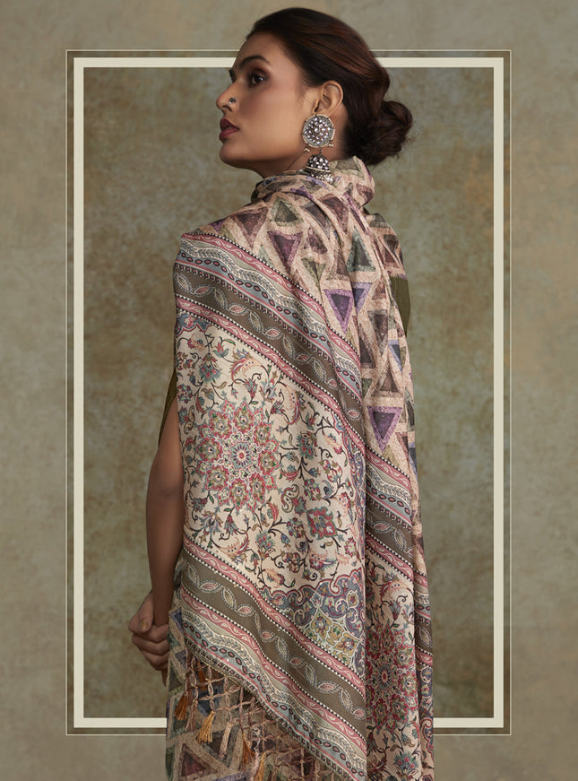 Multicolor Handloom Silk Printed Saree