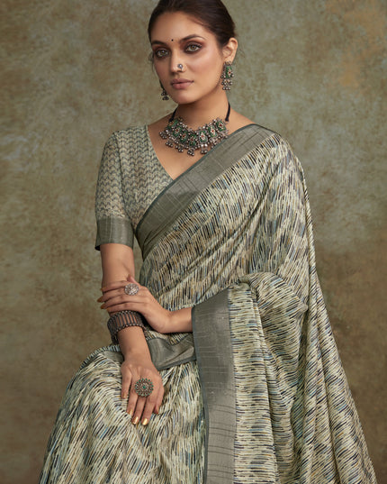 Multicolor Handloom Silk Printed Saree