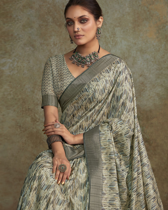 Multicolor Handloom Silk Printed Saree