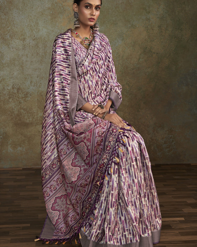 Multicolor Handloom Silk Printed Saree