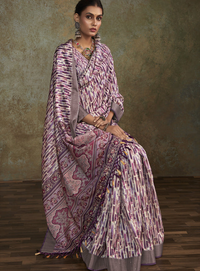 Multicolor Handloom Silk Printed Saree